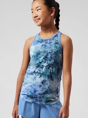 Athleta Girl Perfect Pair Tank Solarize Cottage Blue Tye Die Size XL 14